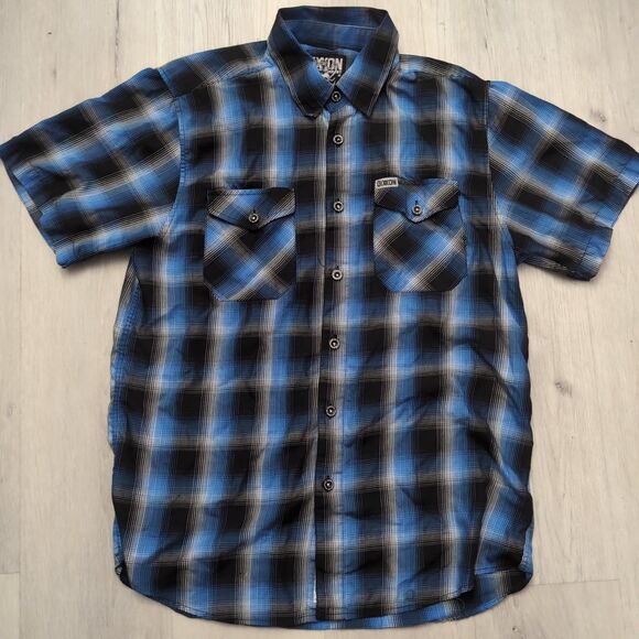 Dixxon Flannel Co Atlantic Shirt Mens Blue Plaid Short Sleeve Bamboo Blend - Picture 1 of 4